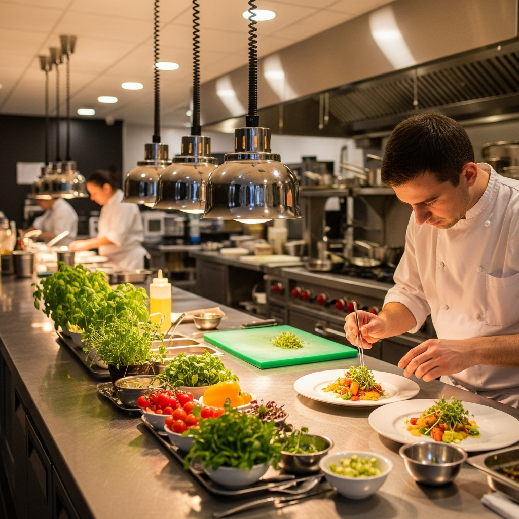 Upscale cocktail bar with ambient lighting