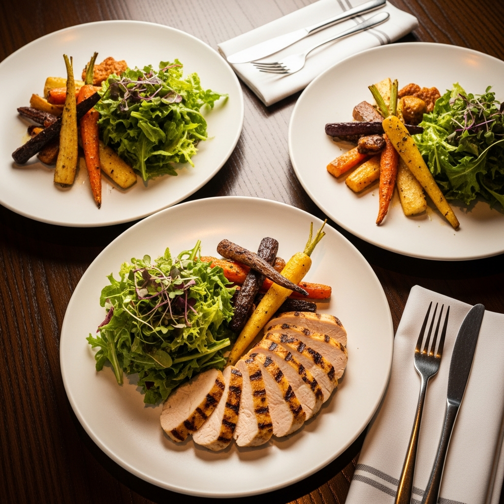 Gourmet plated dish with artistic presentation